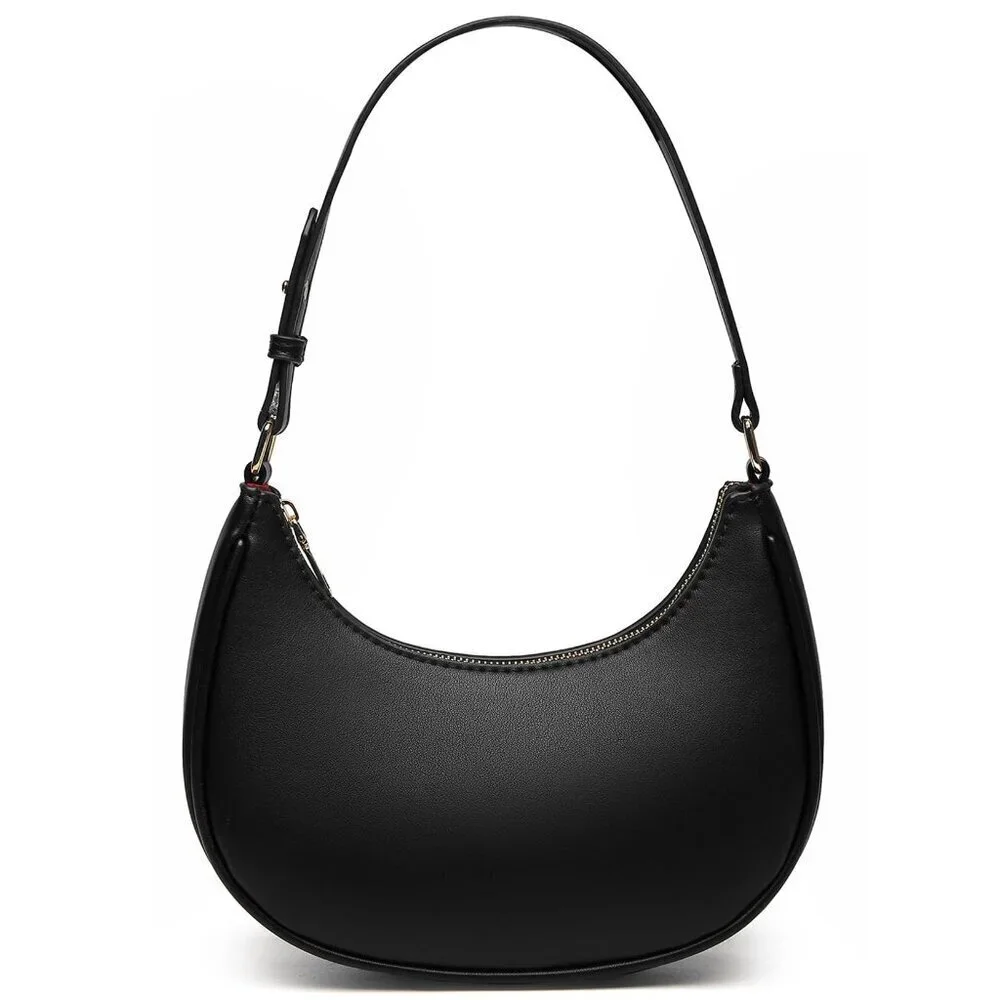 Vegan Leather Hobo Shoulder Bag Elegant Minimal Chic Detachable Crossbody Strap